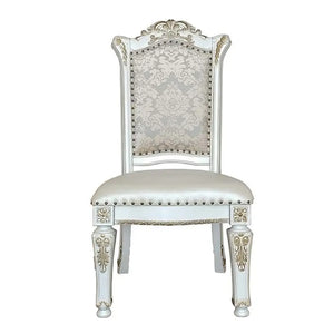 Baroque Bone White Side Chair Pair - Armless with Tufted Backrest and Floral Legs Acme Furniture