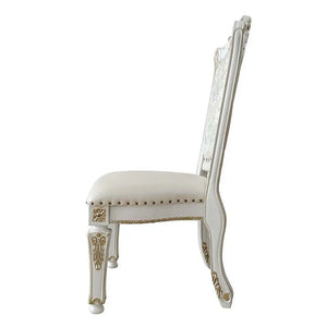 Baroque Bone White Side Chair Pair - Armless with Tufted Backrest and Floral Legs Acme Furniture