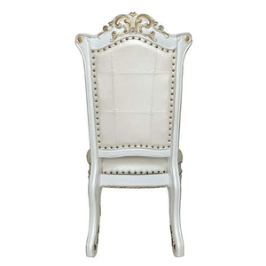 Baroque Bone White Side Chair Pair - Armless with Tufted Backrest and Floral Legs Acme Furniture