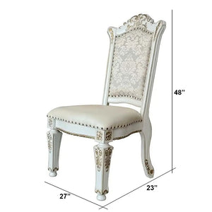 Baroque Bone White Side Chair Pair - Armless with Tufted Backrest and Floral Legs Acme Furniture