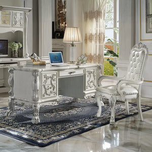 Baroque Dresden Antique White Executive Writing Desk with Claw Feet and 5 Felt-Lined Drawers Acme Furniture