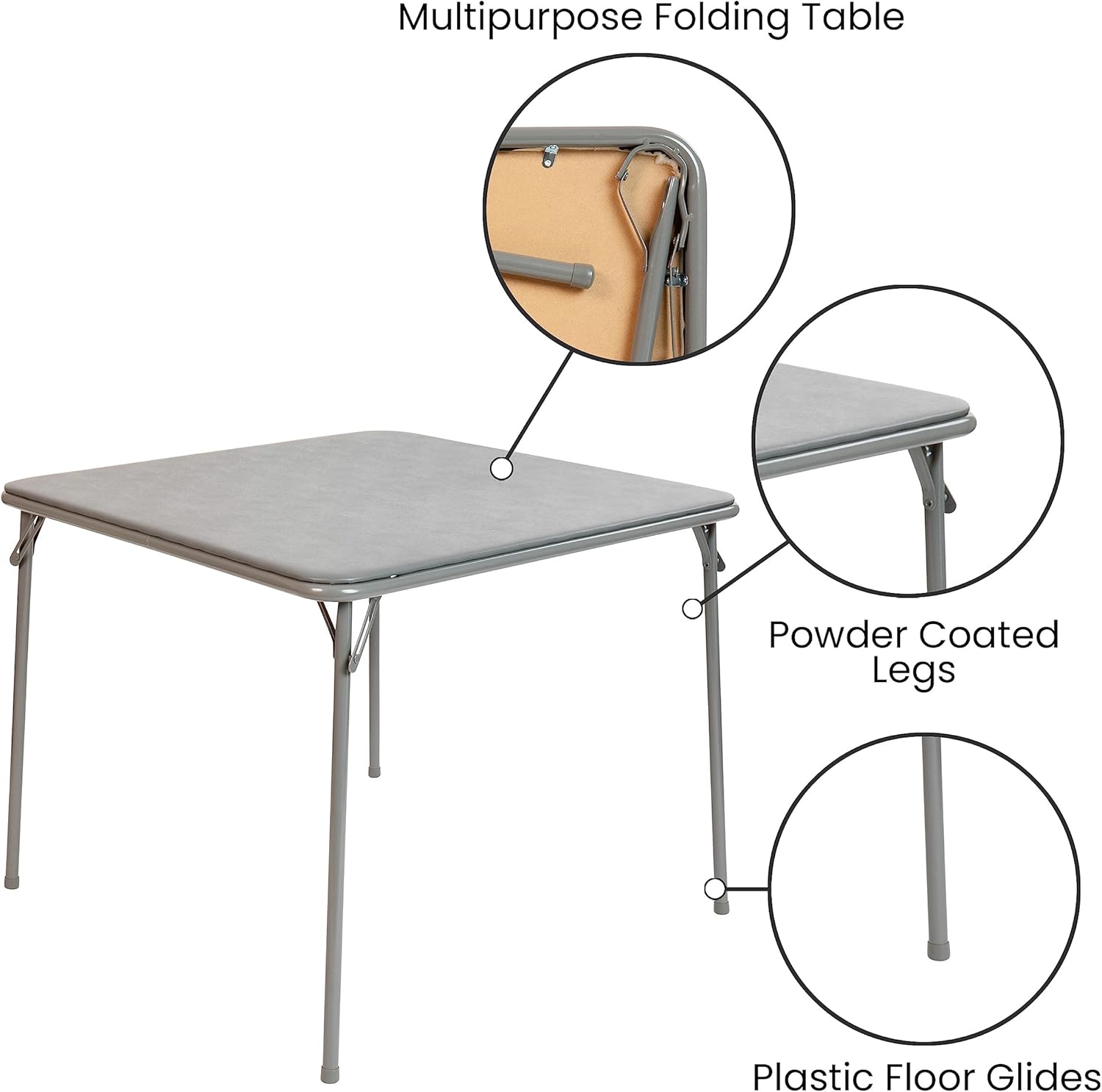 33.5" Square Folding Multipurpose Card Table with Padded Vinyl Top, Portable Folding Game Table for 4 Players