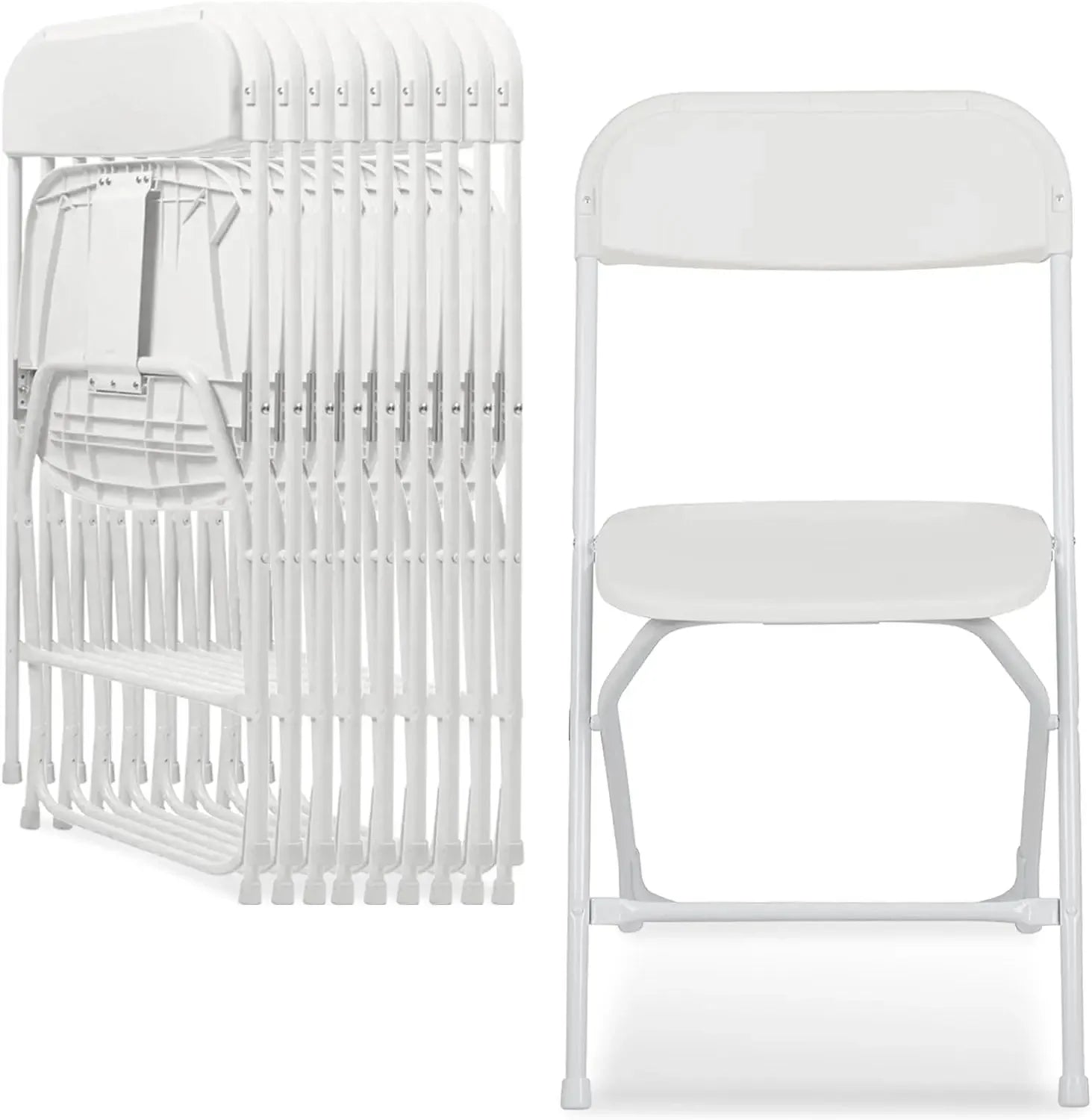 Set of 10 Pack Plastic Folding Chair, Indoor Outdoor Portable Stackable Commercial Seat with Steel Frame Shopmurai