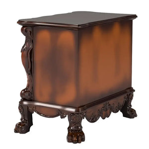 Victorian Dark Mahogany Nightstand with Ornate Carvings and 2 Drawers Acme Furniture