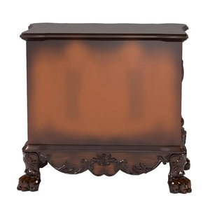 Victorian Dark Mahogany Nightstand with Ornate Carvings and 2 Drawers Acme Furniture
