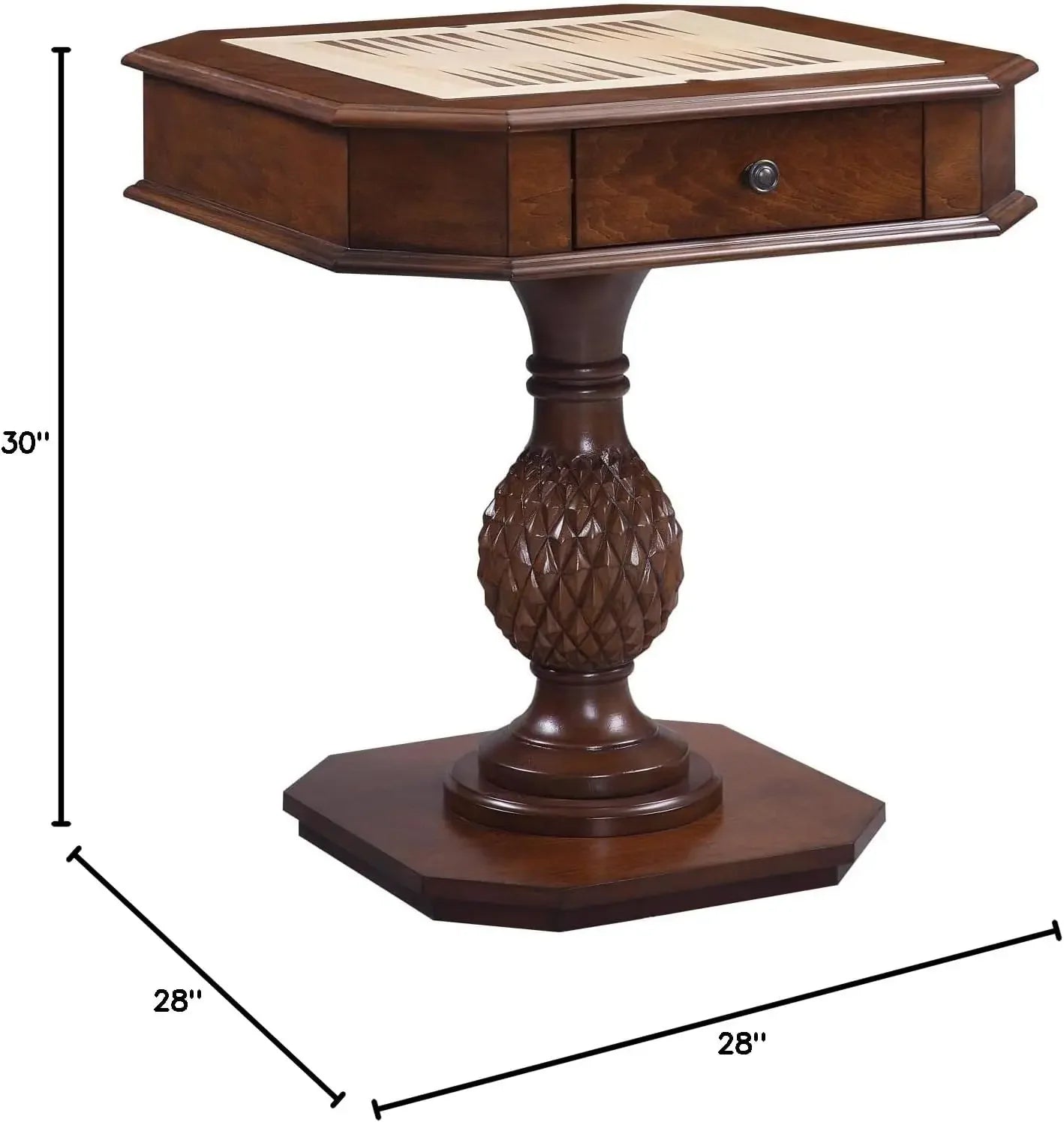 Luxury Handcrafted Wood Chess Table with Storage Drawer – Elegant Carved Pedestal Game Table Acme Furniture