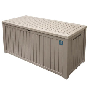 180 Gallon Outdoor Storage Box, Rain Waterproof Resin Deck Box, Lockable Large Storage Container for Patio Furniture, Cushions, Garden Tools, Sports Equipment and Pool Supplies Taupe Shopmurai