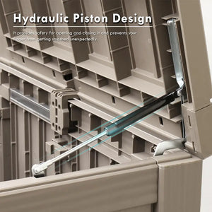 180 Gallon Outdoor Storage Box, Rain Waterproof Resin Deck Box, Lockable Large Storage Container for Patio Furniture, Cushions, Garden Tools, Sports Equipment and Pool Supplies Taupe Shopmurai