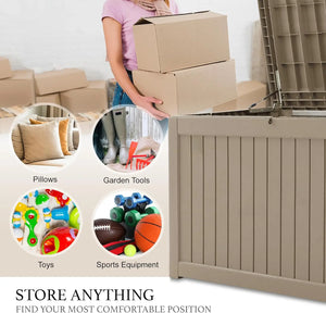 230 Gallon Outdoor Storage Box, Rain Waterproof Resin Deck Box, Lockable Large Storage Container for Patio Furniture, Cushions, Garden Tools, Sports Equipment and Pool Supplies Taupe Shopmurai