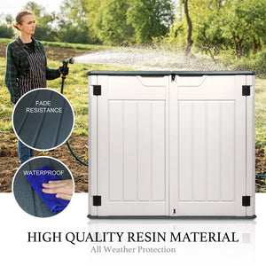 47 Cu.Ft Outdoor Storage Box Horizontal Resin Patio Garden Shed w/ Lockable Door Shopmurai