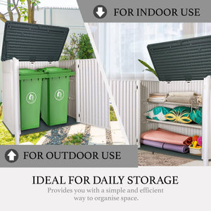 47 Cu.Ft Outdoor Storage Box Horizontal Resin Patio Garden Shed w/ Lockable Door Shopmurai