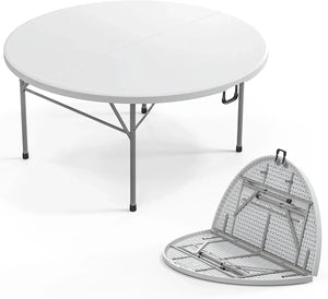 5 Foot Portable Round Folding Card Table 5FT 60" Half Foldable Heavy Duty Plastic w/ Carry Handle Shopmurai