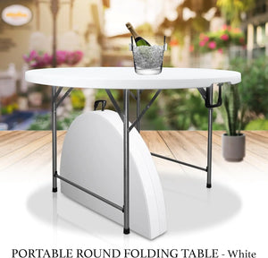 6 Foot Portable Round Folding Card Table 6FT 72" Half Foldable Heavy Duty Plastic w/ Carry Handle - Shopmurai