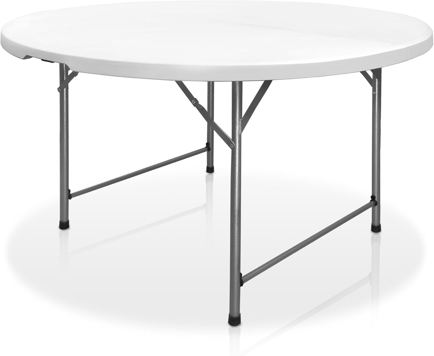 6 Foot Portable Round Folding Card Table 6FT 72" Half Foldable Heavy Duty Plastic w/ Carry Handle -
