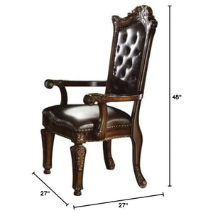 Vendome Dining Arm Chair Set of 2 in PU and Cherry - Luxurious Button Tufted Design Acme Furniture