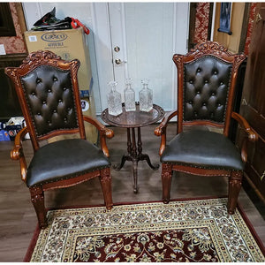 Vendome Dining Arm Chair Set of 2 in PU and Cherry - Luxurious Button Tufted Design Acme Furniture