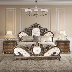 Devany Queen Size Bed Frame in Cream and Cherry Tufted Button Acme Furniture