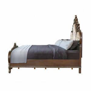 Devany Queen Size Bed Frame in Cream and Cherry Tufted Button Acme Furniture