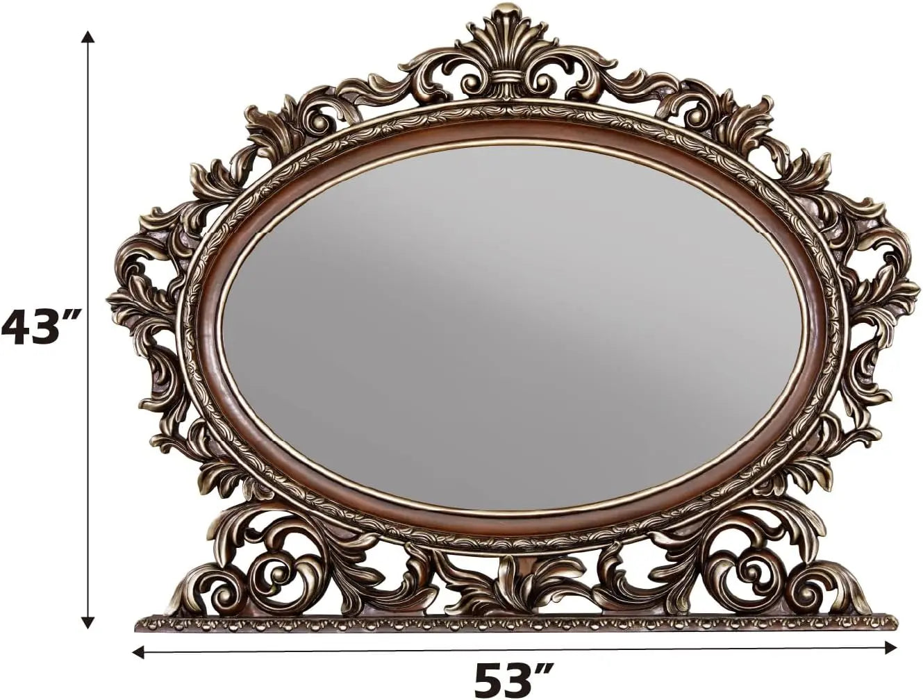 Devany Oval Mirror in Cherry Finish Acme Furniture