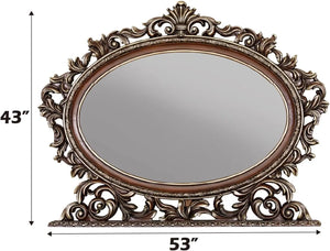 Devany Oval Mirror in Cherry Finish Acme Furniture