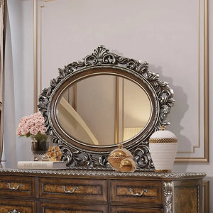 Devany Oval Mirror in Cherry Finish Acme Furniture