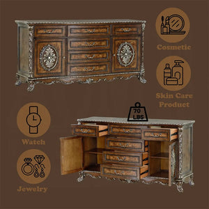 Devany Wood & Resin 6-Drawer Transitional Dresser in Rich Cherry Acme Furniture