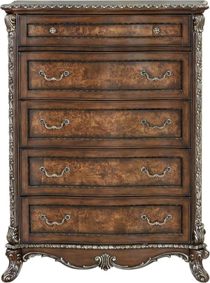 Devany 5-Drawer Transitional Wood & Resin Chest in Rich Cherry Acme Furniture