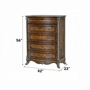 Devany 5-Drawer Transitional Wood & Resin Chest in Rich Cherry Acme Furniture