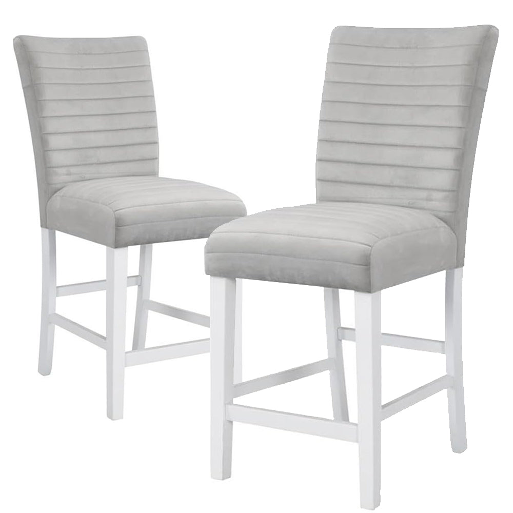 Set of 2 Counter Height Chair, Gray and White