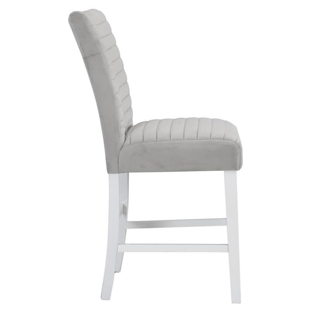 Set of 2 Counter Height Chair, Gray and White
