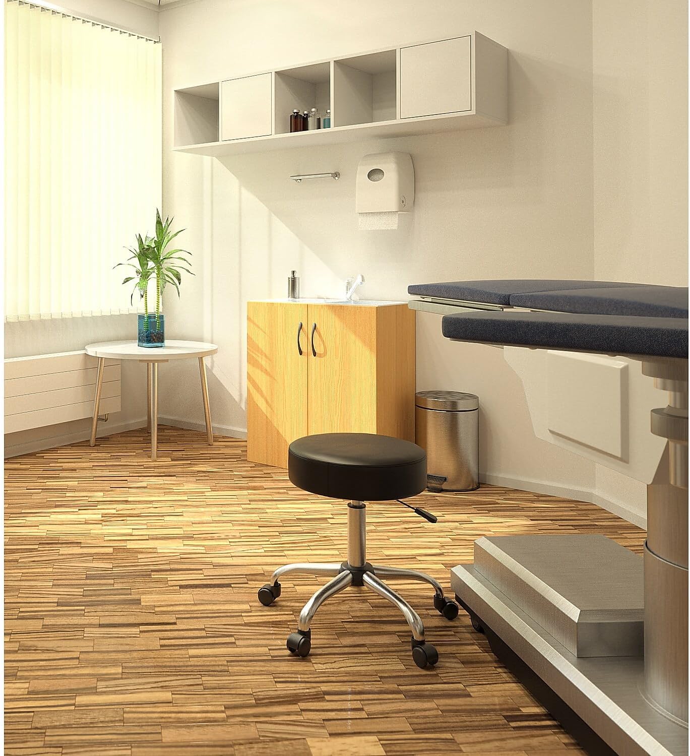Office Products Antimicrobial Vinyl Medical Spa Stool in Black