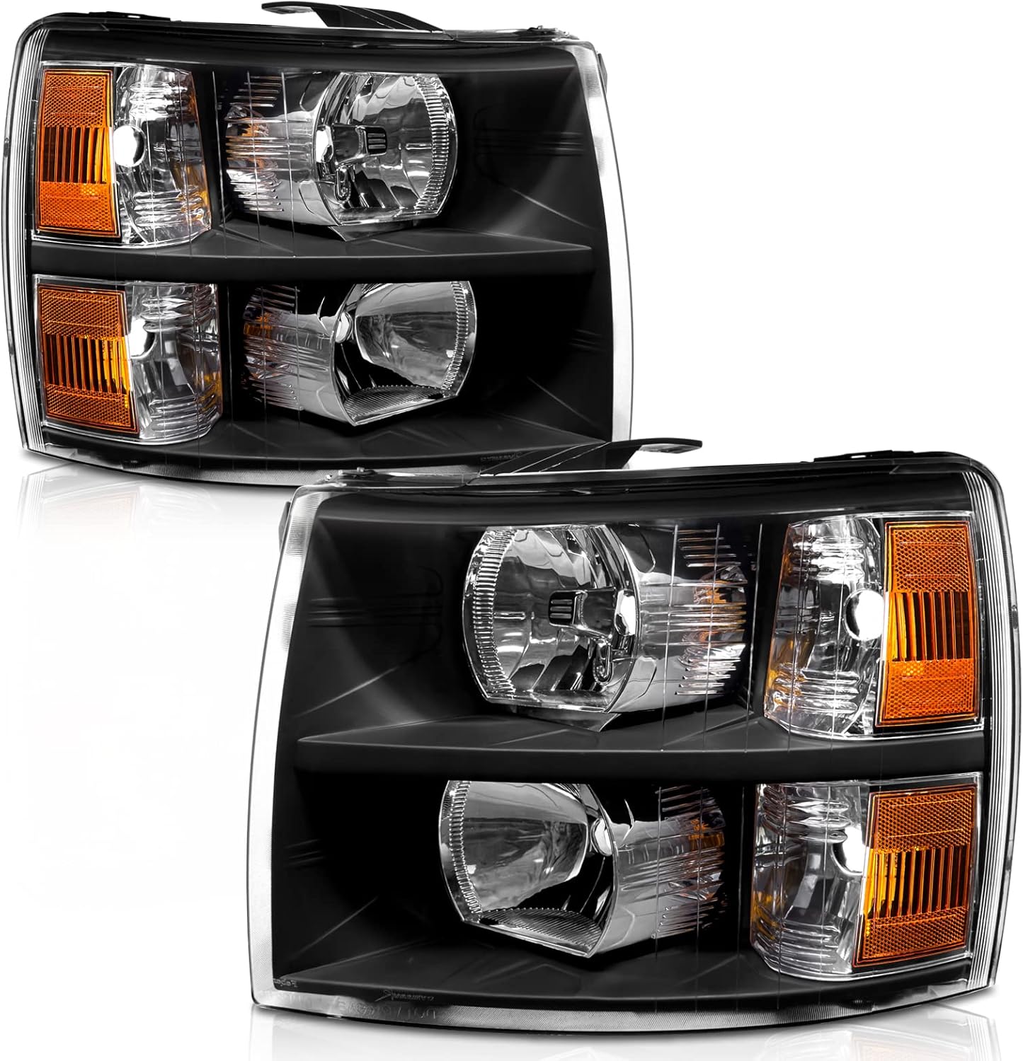 2007-2013 Chevy Silverado 1500 2500 3500 Headlights Assembly Amber Reflector Replacement Driver and Passenger Side