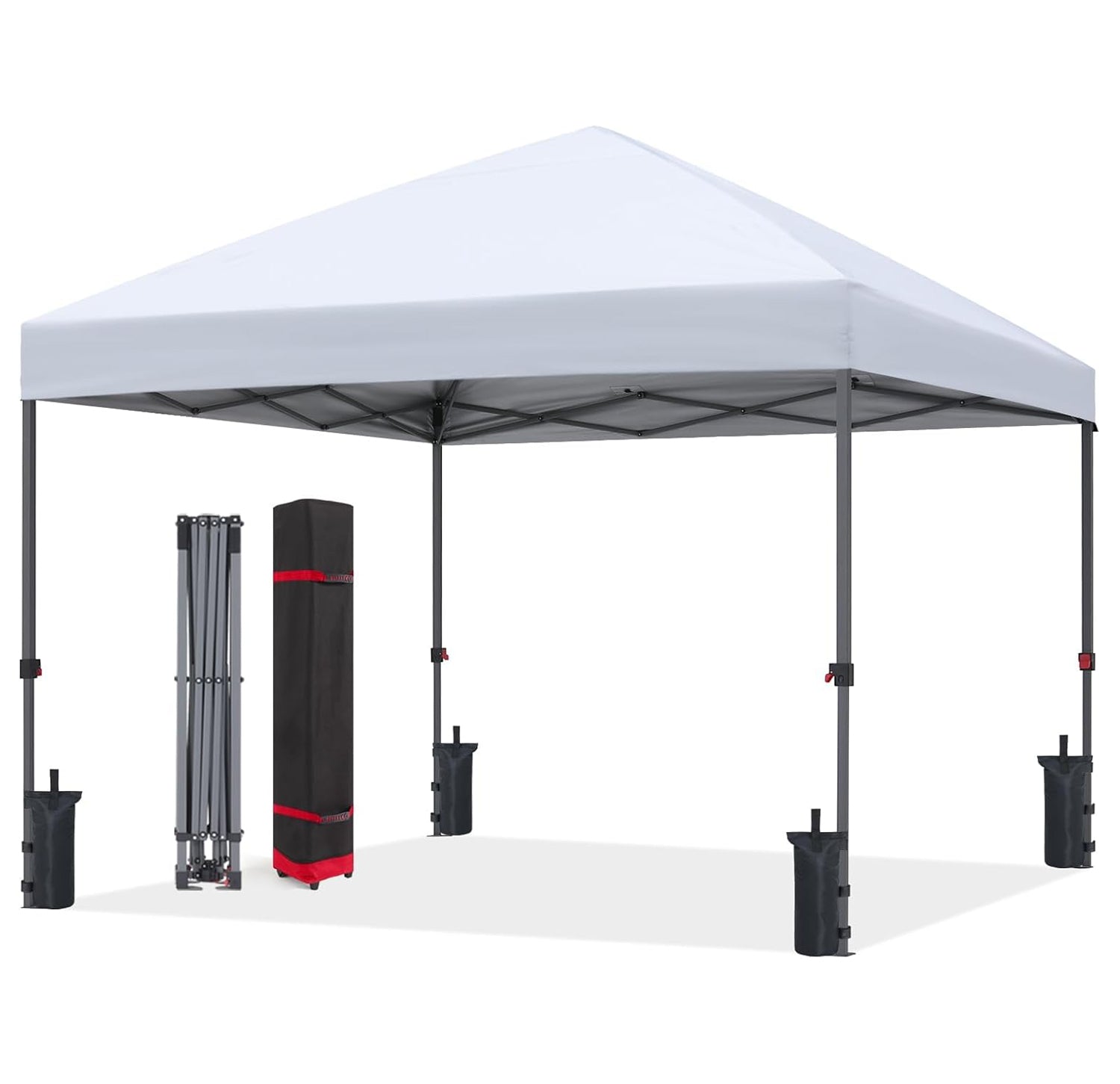 Pop Up Canopy 10x10 feet Outdoor Patio Portable Canopy Tent Heavy Duty for Backyard and Deck with 4 Sandbags