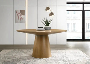Jasper 59" W Contemporary Round Dining Table with Pedestal Base Lilola Home