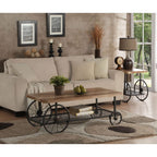 Francie Rectangular Wooden Coffee Table with Shelf in Oak and Antique Gray