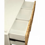 Flavius 3-Drawer Wooden Storage Bench in White with Rattan Baskets, Rectangular Entryway Bench Acme Furniture