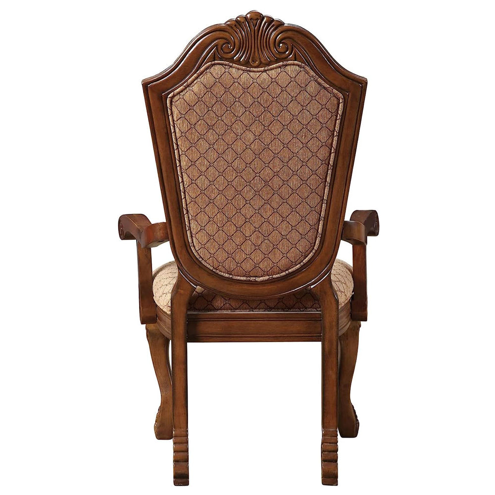 Chateau De Ville Arm Chair Dining (Set-2) in Fabric & Cherry