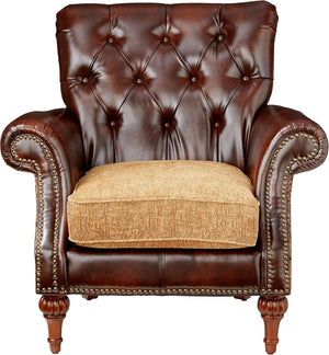 Dreena Rolled Arm Upholstered Chair with 1 Pillow in Brown Faux Leather Acme Furniture