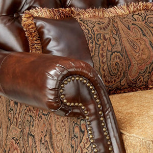 Dreena Rolled Arm Upholstered Chair with 1 Pillow in Brown Faux Leather Acme Furniture
