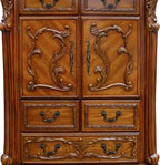 Victorian Dark Mahogany Clothes Chest  Drawer Dresser with Ornate Carvings and Cabinet Acme Furniture