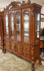 Dresden 4-Door Hutch and Buffet with 4 Drawers in Cherry Oak Display Cabinet
