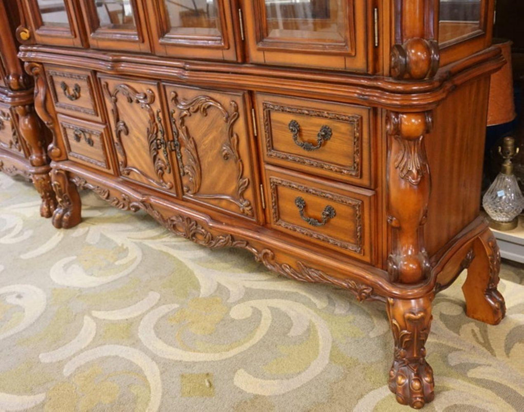 Dresden 4-Door Hutch and Buffet with 4 Drawers in Cherry Oak Display Cabinet