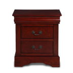 Louis Philippe III Nightstand with 2 Drawers Sleek Metal Hardware French Back Design Acme Furniture