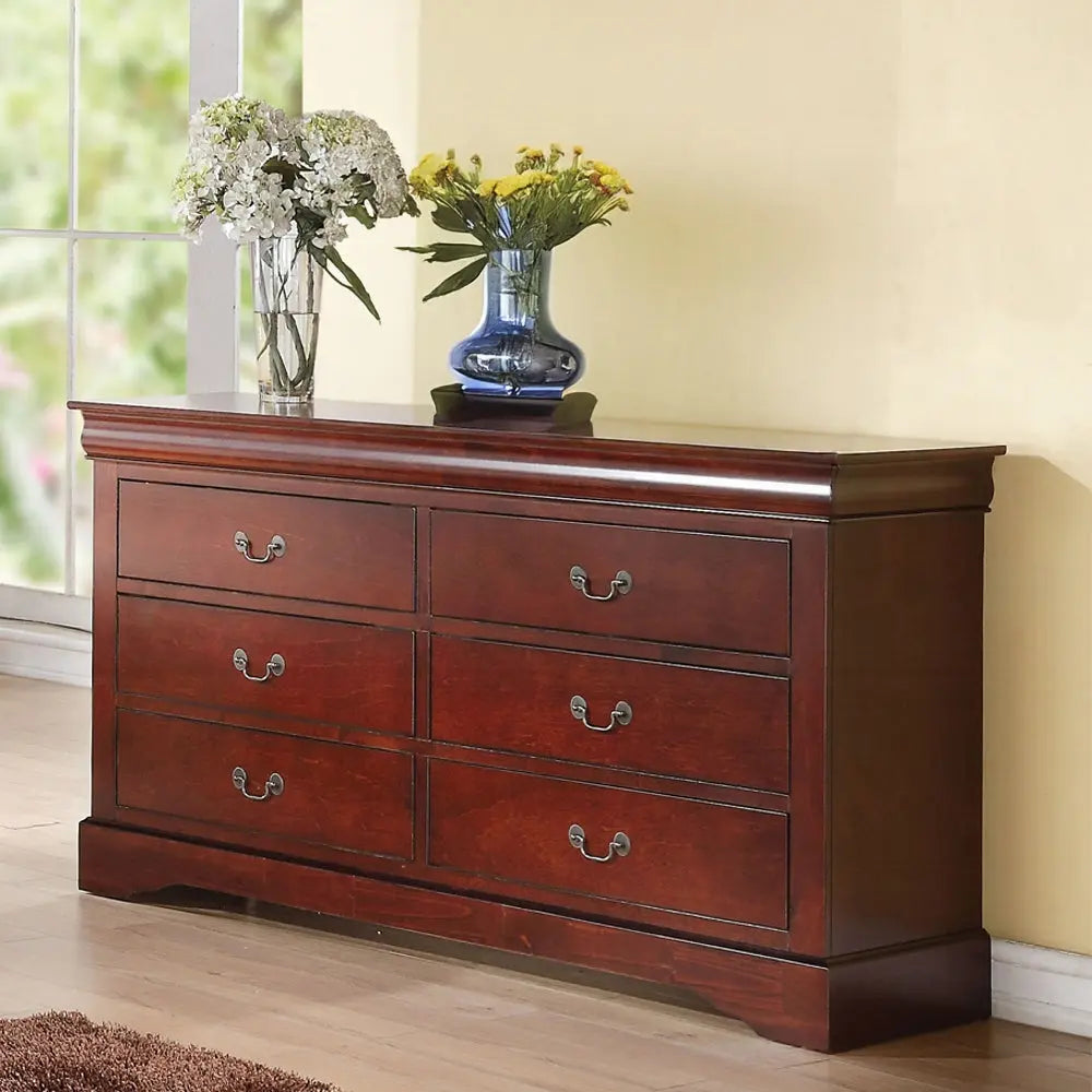 Louis Philippe III 6-Drawer Dresser, Classic Wooden Bedroom Storage Acme Furniture