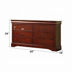 Louis Philippe III 6-Drawer Dresser, Classic Wooden Bedroom Storage Acme Furniture