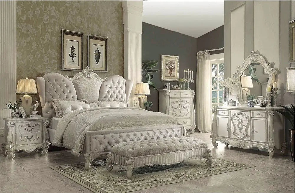 Baroque Bone White 5-Drawer 2-Door Dresser - Poplar & Aspen Wood with Scrolled Legs Acme Furniture