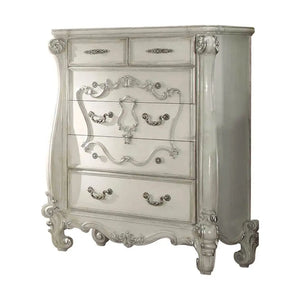 Baroque Bone White 5-Drawer Chest - Poplar & Aspen Wood with Scrolled Legs Acme Furniture
