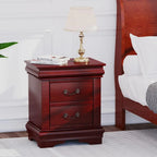 Traditional Wooden Nightstand 2-Drawer Cherry Finish Bedside Table with Antique Metal Handles for Bedroom Storage Acme Furniture