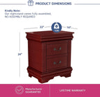 Traditional Wooden Nightstand 2-Drawer Cherry Finish Bedside Table with Antique Metal Handles for Bedroom Storage Acme Furniture