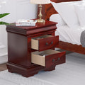 Traditional Wooden Nightstand 2-Drawer Cherry Finish Bedside Table with Antique Metal Handles for Bedroom Storage Acme Furniture